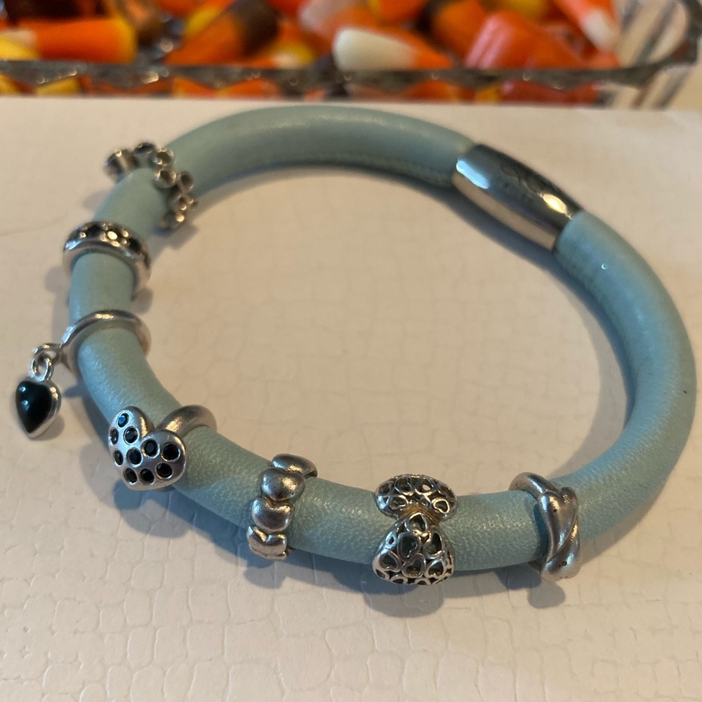 Endless Leather Bracelet w/7 SS Charms